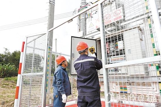 恩平供電局對供電線路進(jìn)行檢查。