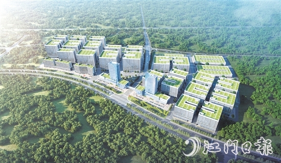 深圳科技園灣西國際食品谷項(xiàng)目是恩平市重點(diǎn)打造的5.0產(chǎn)業(yè)平臺(tái)，深化一二三產(chǎn)有機(jī)融合，打造產(chǎn)加銷一體化的“大農(nóng)場(chǎng)”“大廚房”“大平臺(tái)”“大市場(chǎng)”。圖為項(xiàng)目效果圖。