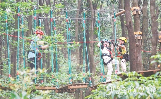 鶴山大雁山飛越叢林樂園十分火熱，吸引各地游客進(jìn)山探秘原始叢林，體驗(yàn)戶外運(yùn)動(dòng)帶來的無限樂趣。
