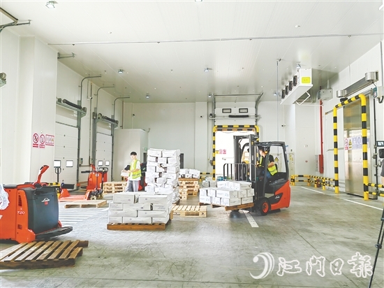 工作人員忙碌作業(yè)，一箱箱水產、果蔬即將發(fā)往大灣區(qū)各地。