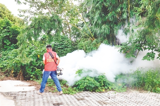 水口鎮(zhèn)開展專業(yè)消殺，有效降低蚊媒密度，保障群眾健康。